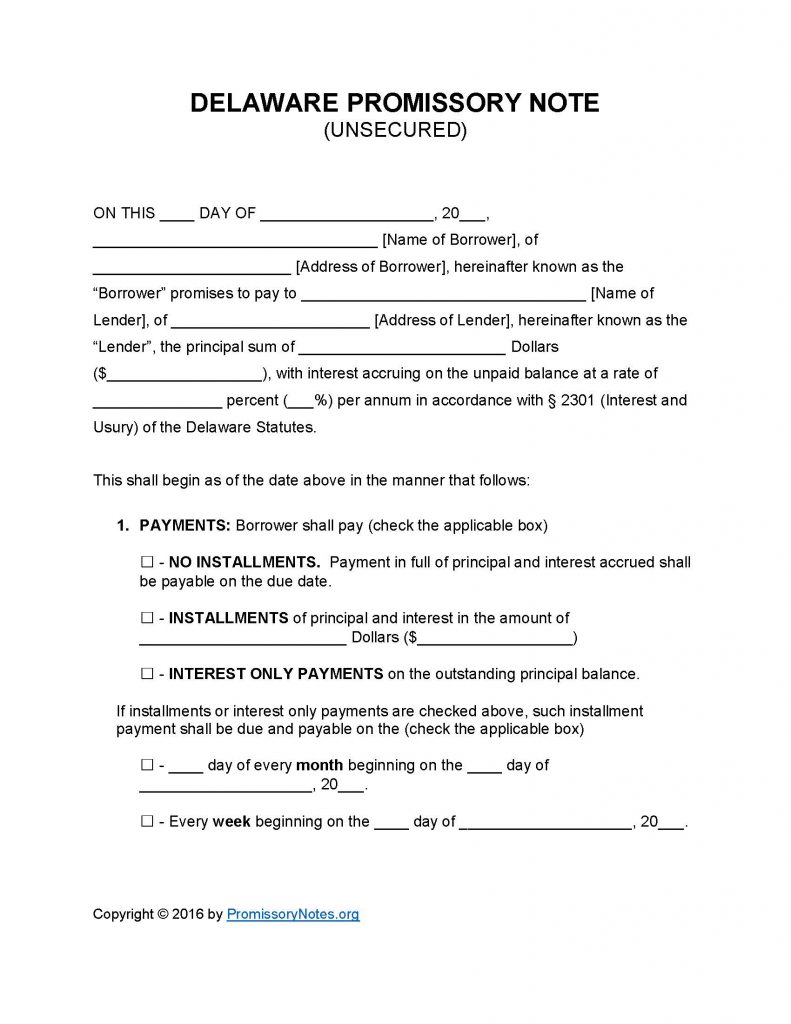 Delaware Secured Promissory Note - Adobe PDF - Microsoft Word
