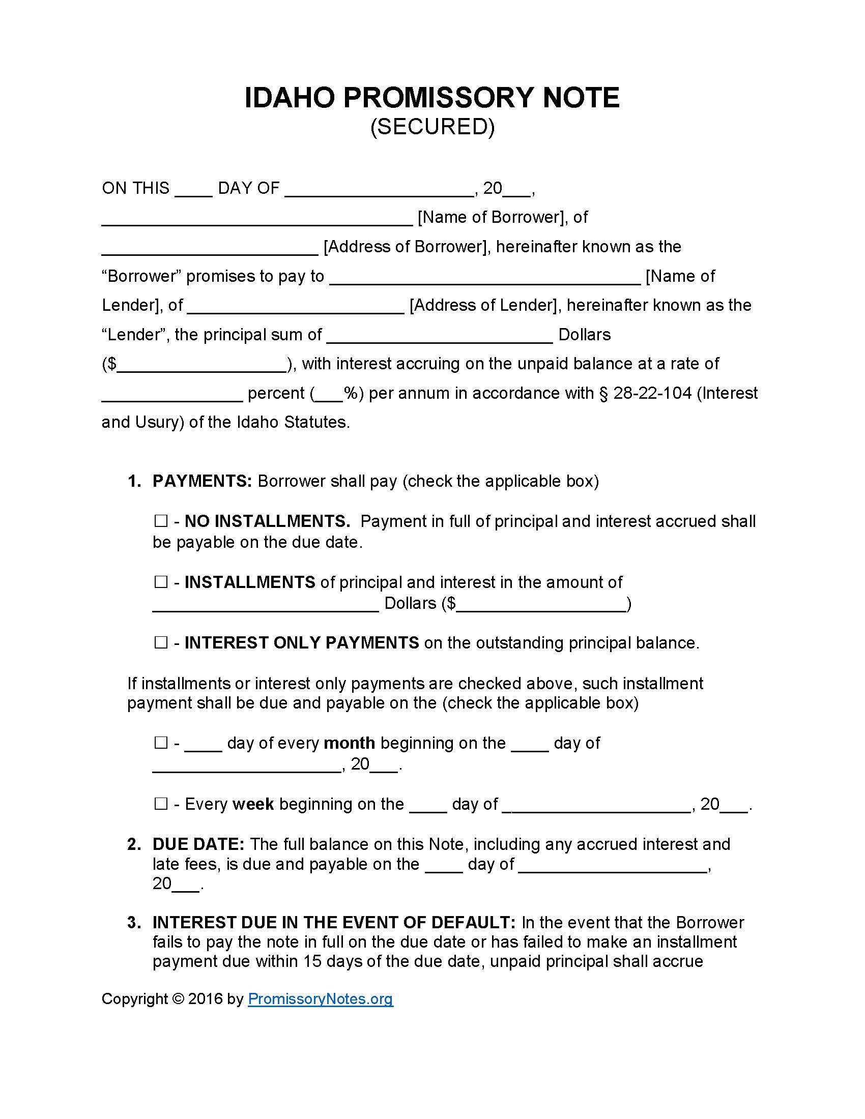 idaho-secured-promissory-note-form