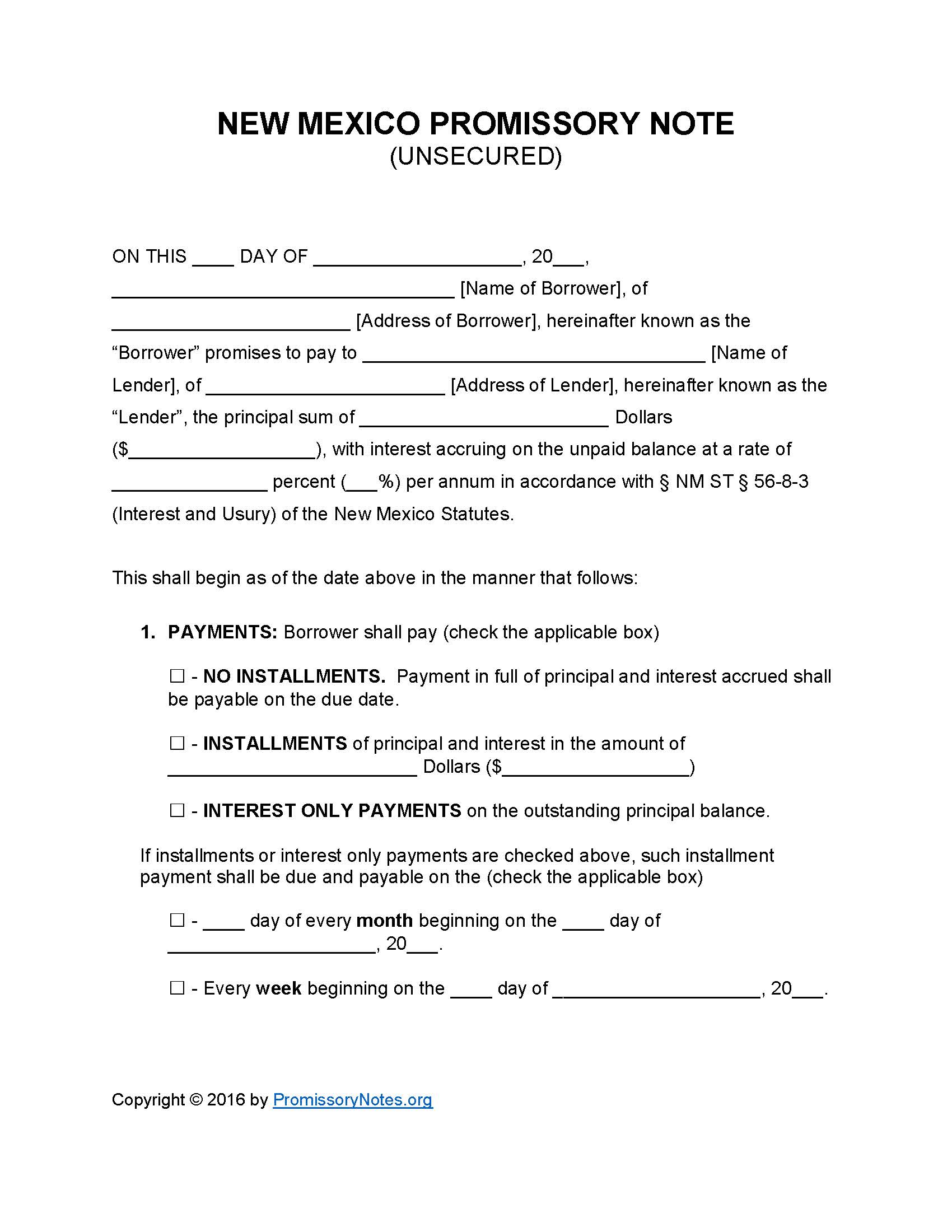 new-mexico-unsecured-promissory-note-form