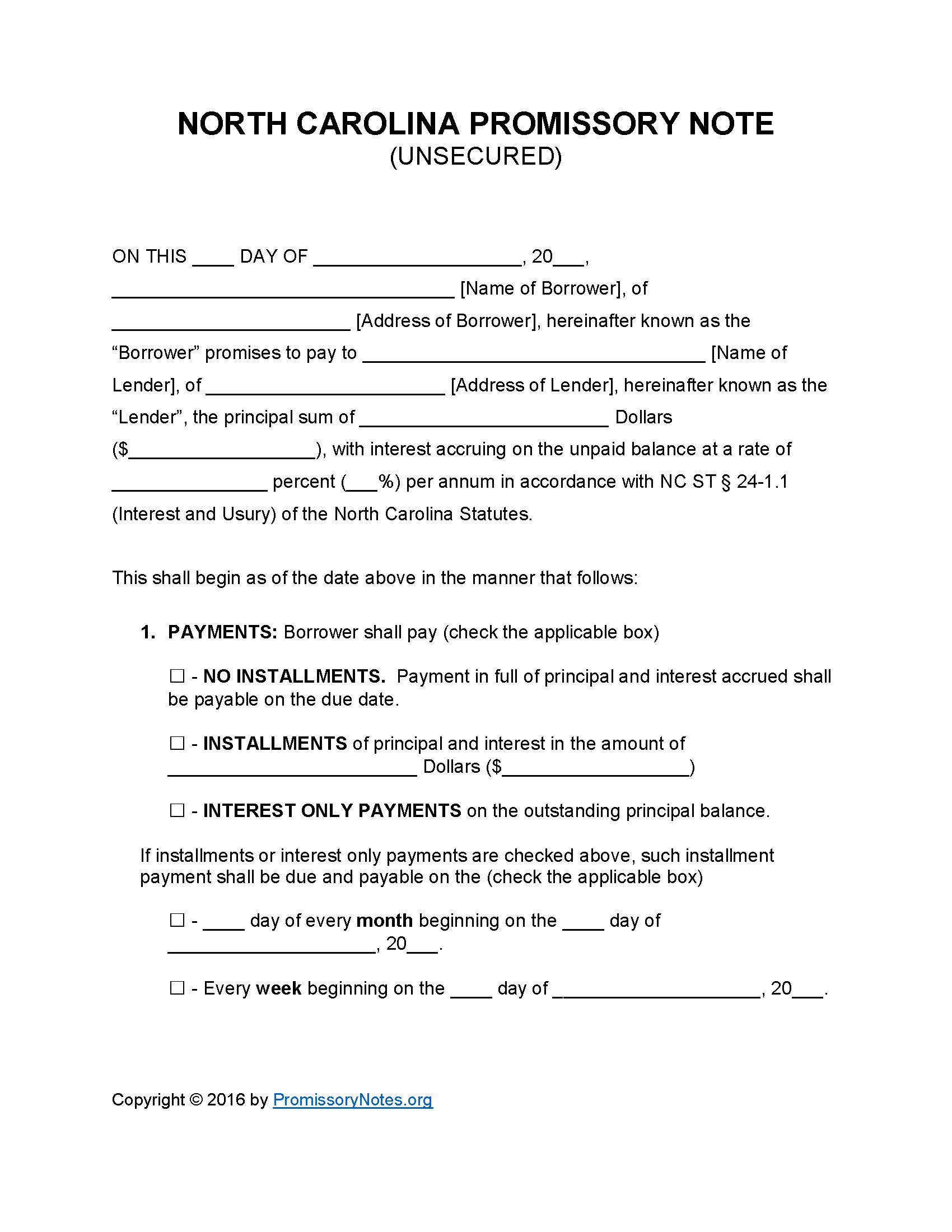 north-carolina-unsecured-promissory-note-form
